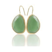 Kadir Jewellery 22 Ayar Altın Kaplama Fosil Taşlı Küpe -el İşçiliği Ve Hipoalerjenik Küpe Yeşil 13711464