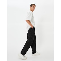Koton Paraşüt Bol Pantolon Oversize Beli Bağcıklı Cep Detaylı Siyah 4sam40010hw 4SAM40010HW999 Siyah