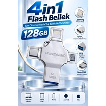 4in1 128gb Flash Bellek Usb Type-c Lightning Microusb Çoklu Girişli Taşınabilir Usb Bellek