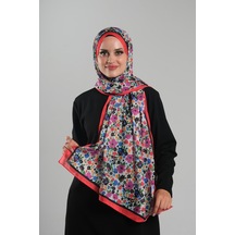 Giverny Şarabi Desenli Şal Kesik Elyaf Dijital Baskılı Pamuksu Çiçek 202113 08 Şarabi