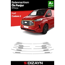 S-dizayn Ford Tourneo Custom 2 Krom Ön Panjur 9 Prç. 2023 Üzeri A+ Kalite