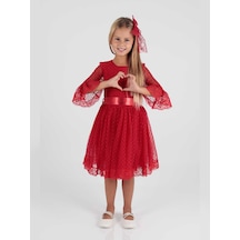 Ahengim Kız Çocuk Tokalı Ve Tül Dantel Günlük Trend Elbise Ak2209 001