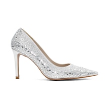 Kadın Lame Parlak İnce Topuklu Stiletto Gümüş