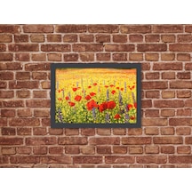 Ahşap Kendinden Çerçeveli Tablo -yag Lı Boya Gelincik C İc Eg İ Bahc Esi, Standart - 20x28cm