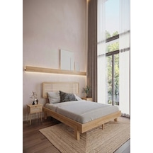 Renazzo Li Lyum Hazeran Başlıklı Masif Ahşap Karyola Ve 2 Vernik 160x200 Vernik - 160 X 200
