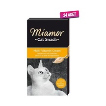 24 ADET - Miamor Cream Multivitamin Katkılı Sıvı Kedi Ödülü 6x15