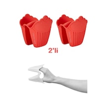 2'li Silikon Cupcake Kırmızı Fırın Eldiveni, Tepsi Tutacağı, Mikrodalga Tutacak, Yanmaz Eldiven Çok Renkli