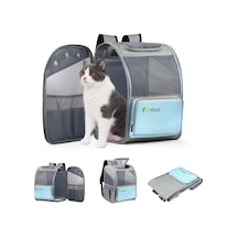 Funadd Fold Nefes Alabilir Pet Sırt Çantası Açık Omuzlar Kedi Çantası Mavi