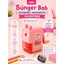 Deli Eh511 Spongebob Lisanslı Masaüstü Kalemtıraş Pembe Jumbo Ve Standart Kalem Uyumlu