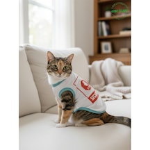 Beyaz Stop Security Güvenlik Baskılı Kedi Ve Köpek Kıyafeti Tişörtü Elbisesi Xsmall/xs/beden 0