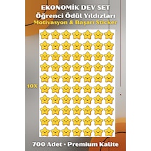 Ekonomik Dev Set - Öğrenci Ödül Yıldızları 700 Adet Motivasyon & Başarı Sticker A4 Premium Çok Renkli