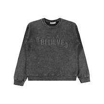 Civil Girls Believe Nakışlı 10-13 Yaş Sweatshirt - Gri Antrasit
