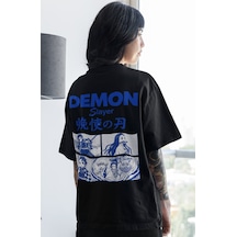 Sevbano Demon Slayer Kimetsu No Yaiba Anime Sırt Baskılı Unisex Oversize Siyah