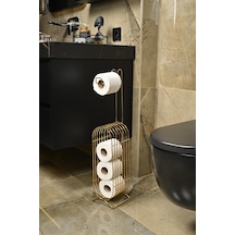 Altın Yedekli Oval Köşeli Dik Wc Tuvalet Kağıtlık /düzenleyici / Dispenser / Metal /paslanmaz/askı Altın