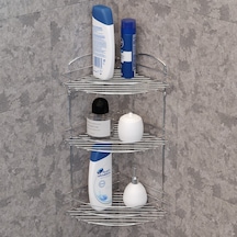 Teknotel Üç Katlı Banyo Duş Köşe Rafı Krom Bk033 Krom