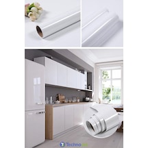 Technojet Kendinden Yapışkanlı Parlak Simli Beyaz  Mutfak Banyo Tezgah Masa Kaplama (60cmx300cm)