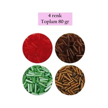 Uzun Boru Kesme Boncuk Çap 2mm Uzunluk 10 Mm - 4 Renk - Toplam 80 Gram - Bnc431 Diğer