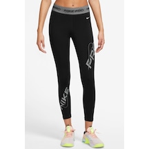 Nike Pro Dri Fit Grafik Mid Rise 7/8 Lenght Tight Kadın Antrenman Taytı Siyah Siyah