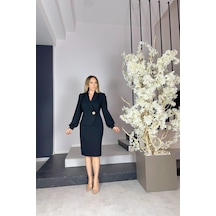 G1192 Düğme Detaylı Elbise Siyah Siyah G1192 Düğme Detaylı Elbise Siyah Siyah