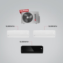 Arçelik 1+3 Multi Sistem 36100 MD Pro Dış Ünite 2 Adet 12 BTU Beyaz + 12 BTU Siyah İç Üniteler Duvar Tipi Klima