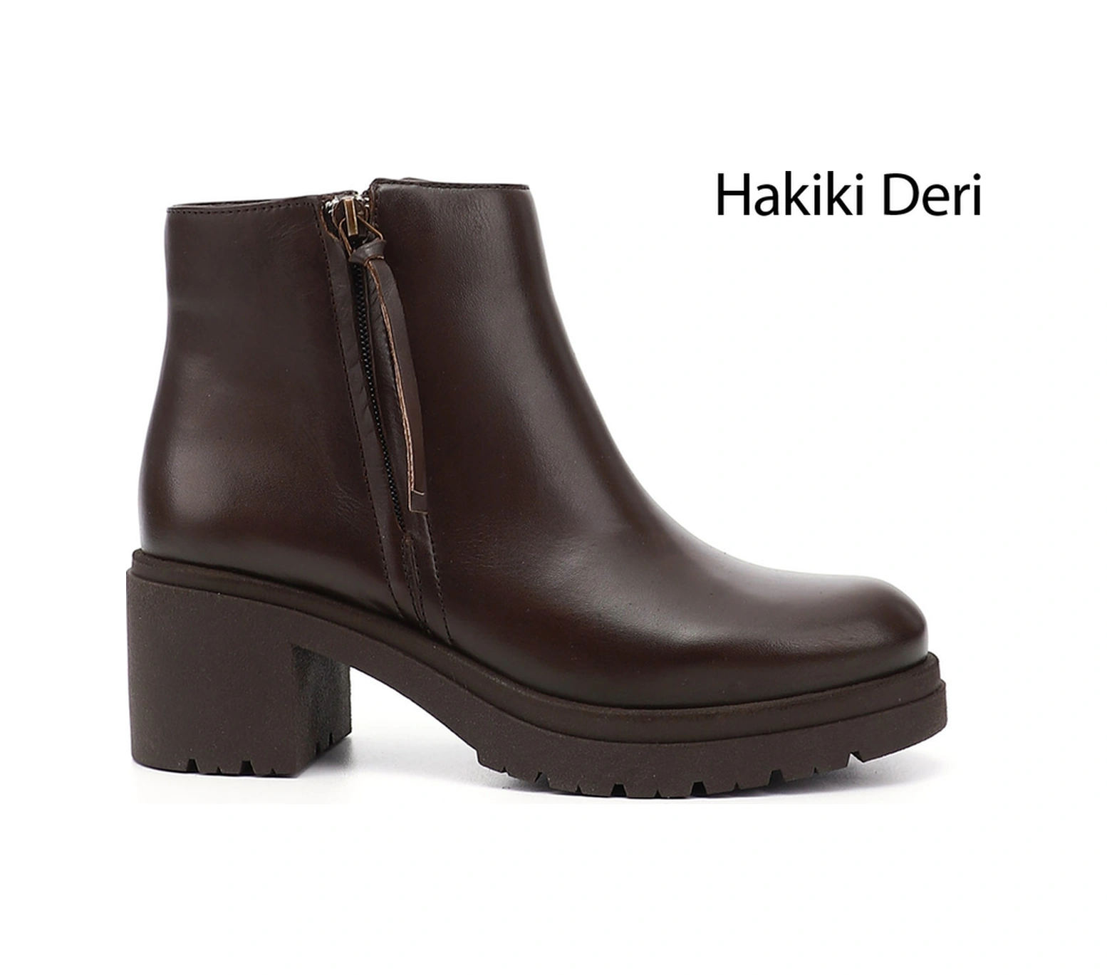 Gönderi(R) Gönderi R Kadın Kahve Antik Fermuarlı Kalın Topuklu Hakiki Deri Bot Dkzb02842664 Kahve