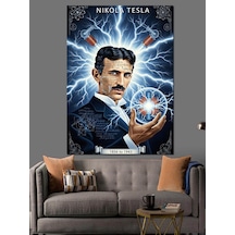 Ahşap Tablo Nikola Tesla Elektrik Portresi