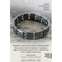 Hematit Bileklik - Hematit Taşı Bileklik - 3 Delikli Esnek Misinalı Hematit Bileklik Gri Gri