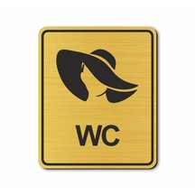 Wc Bayan Tuvalet Kapı Duvar Uyarı - Yönlendirme Levhası Altın (538633241)