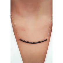Kahverengi Granat Taşlı Gümüş Rose Yay Kolye