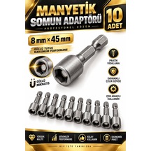 Manyetik Somun Adaptörü 8x45 Mm 10 Adet Lokma Bits Ucu Matkap Vid