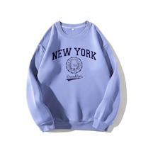 Kod Adr-shen Ezwear Letter Graphic Thermal Lined Sweatshirt-trzksw135 Mavi