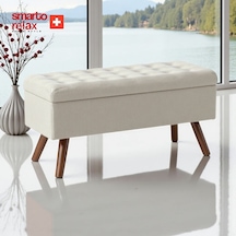 Smarto Relax Puf Gruyères Sandıklı Ayaklı Kapitoneli Dekoratif 110x40x45 Cm Ekru Ekru