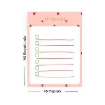 "çilek Temalı A5 To Do List Not Kağıdı 45 Yaprak Çok Renkli
