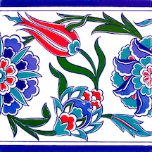 Armada Çini 20X20 CM Ks 3 İznik Lale Desenli Seramik Çini Bordür