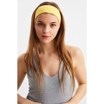 Kadın %100 Pamuklu Penye, Kaymaz, Terletmez, Ultra Hafif, Spor Saç Bandı Bandana - Tek Ebat / Sarı Sarı