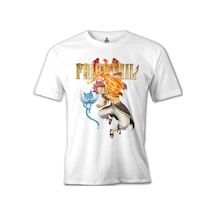 Fairy Tail - Natsu & Happy Beyaz Erkek Tshirt