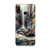 Huawei P30 Lite Uyumlu Renkli Grafiti Desenli Silikon Kılıf