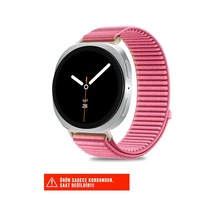 Samsung Galaxy Watch 8 40mm/44mm/46mm Classic İle Uyumlu Hasır Örgü Spor Cırtlı Naylon Kordon, Açık Kahverengi 40404996