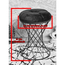 Yuvarlak Krom Kaplama Krem Puf Oturak - Bench - Ayak Ucu Oturak - 001