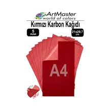 Karbon Kağıdı A4 Kırmızı 5 Adet 21x29,7 Cm Transfer Kağıdı Kopya Kağıdı Renkli Karbon Kağıdı Ahşap Seramik Metal Cam