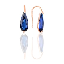 Gümüş Rose Safir Taşlı Damla Modeli Küpe N11.48219