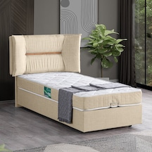 Setaymobilya Baza, Lizbon Tek Kişilik Baza + Başlık + Comfort Yatak, Krem