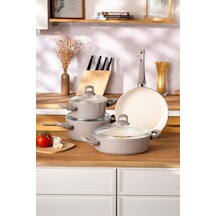 Emsan Crystal 7 Parça Tencere Seti Bej Bej