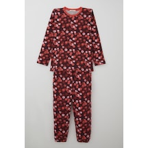 Breeze Kız Çocuk Pijama Takımı Neşeli Benekler Desenli 9-12 Yaş, Mürdüm Mürdüm