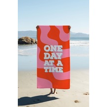 Dijital Baskı Plaj Deniz Havlusu One Day At A Time Desenli Peştamal Hvl0176 Renkli