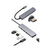 Mey İthalat Çevirici Dönüştürücü Adaptör Macbook Uyumlu3 In 1 Type-c To Hdmı Usb 3.0
