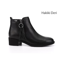 Gönderi(R) Gönderi R Kadın Siyah Fermuarlı Kalın Topuklu Fermuarlı Hakiki Deri Bot Gkzb13410416 Siyah