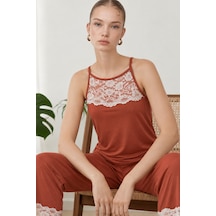 Norcia Sports Kadın Dantelli Relaxed Kırmızı Pijama Takımı 4743 Çok Renkli - 929323286 Çok Renkli - 929323286 Çok Renkli
