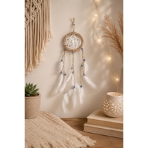 Mini Düş Kapanı Bambu Çember Araba Dikiz Ayna Süsü El Yapımı Tüylü Bohem Oto Aksesuar Dreamcatcher