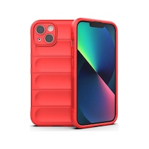 Apple Uyumlu iPhone 13 Kılıf Esnek Tpu Oyuklu Arka Yüzey Tasarımlı Redclick Etnik Silikon Kapak - Kirmizi